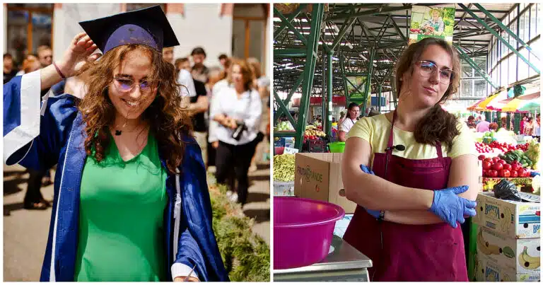 Povestea Dianei, olimpică la Biologie și viitor medic, care vinde roșii în Piața Centrală din Buzău